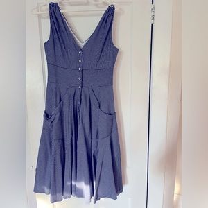 Blue pinstripe swing dress, with pockets